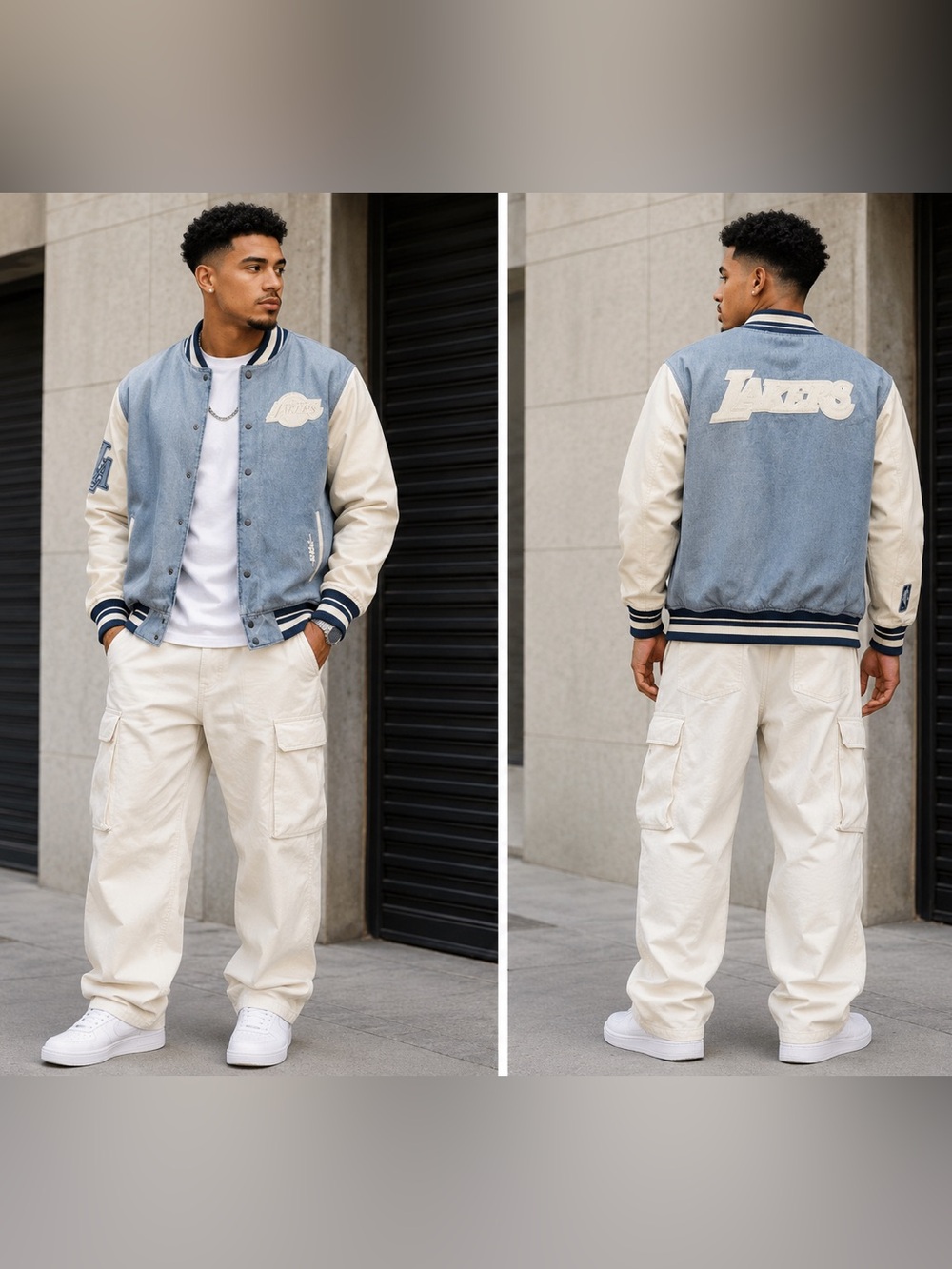 Pro standard Los Angeles lakers denim varsity jacket